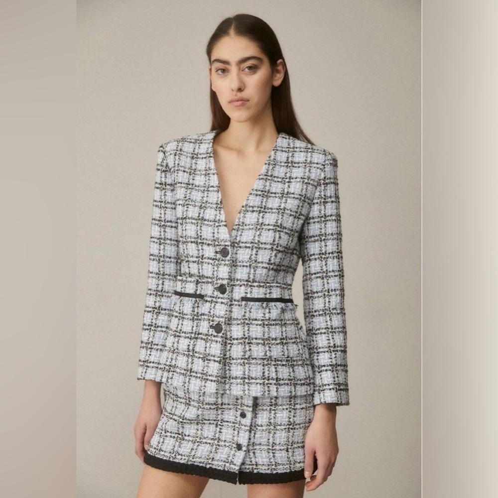 Maje Vizuli Blue Tweed Jacket